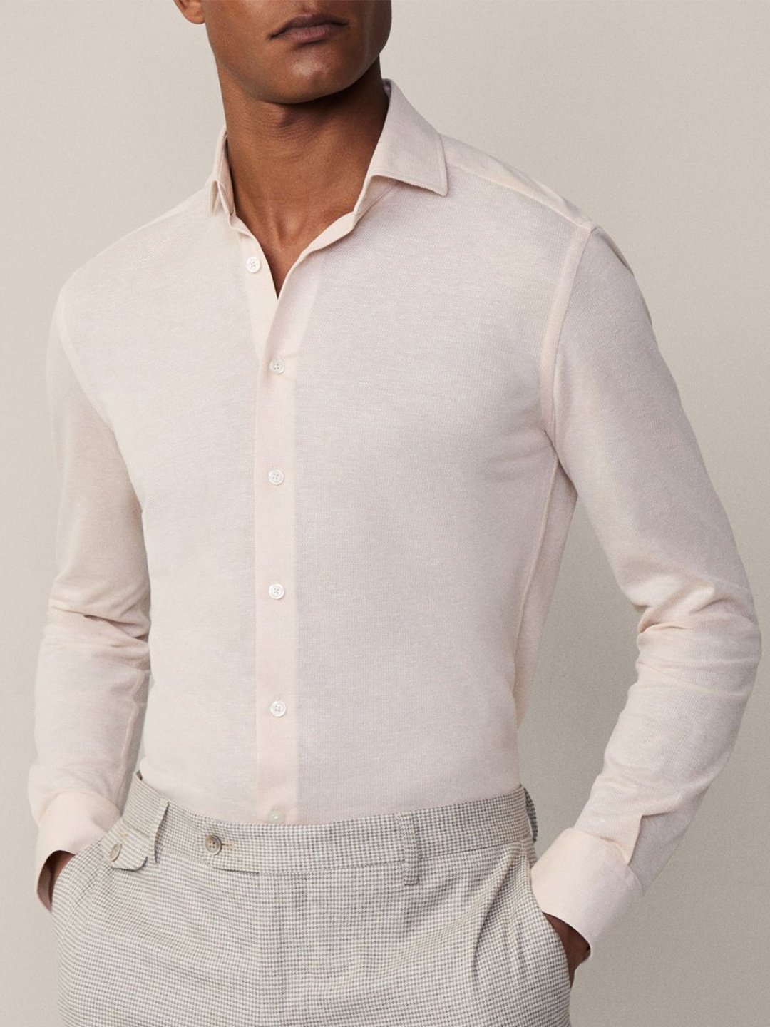 

HACKETT LONDON Men Tailored Fit Opaque Casual Shirt, Brown