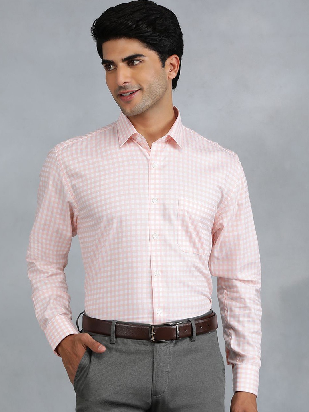 

JADE BLUE Men Grid Tattersall Checks Opaque Checked Casual Shirt, Pink
