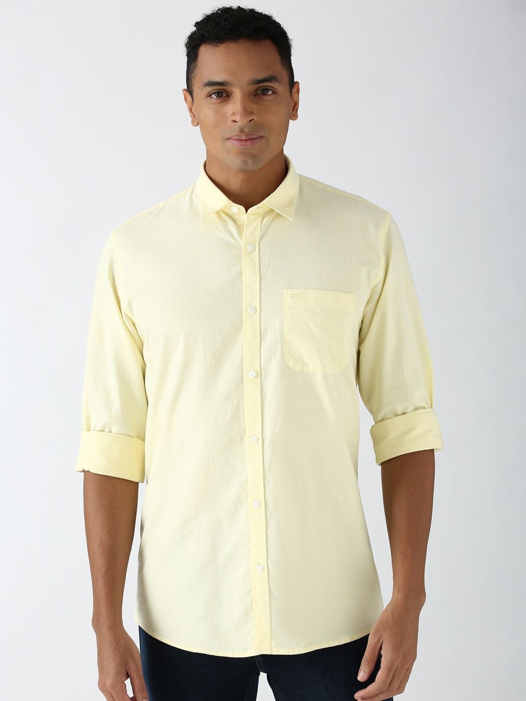 

Peter England Casuals Men Slim Fit Opaque Casual Shirt, Yellow
