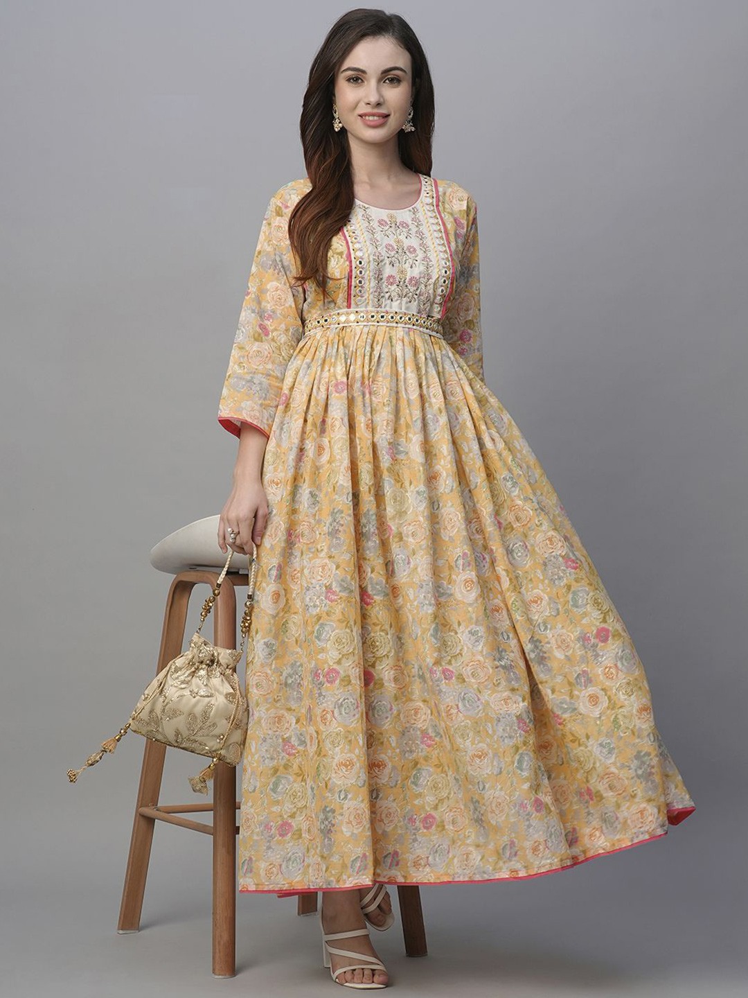 

Kiana Floral Print Formal Maxi Dress, Yellow