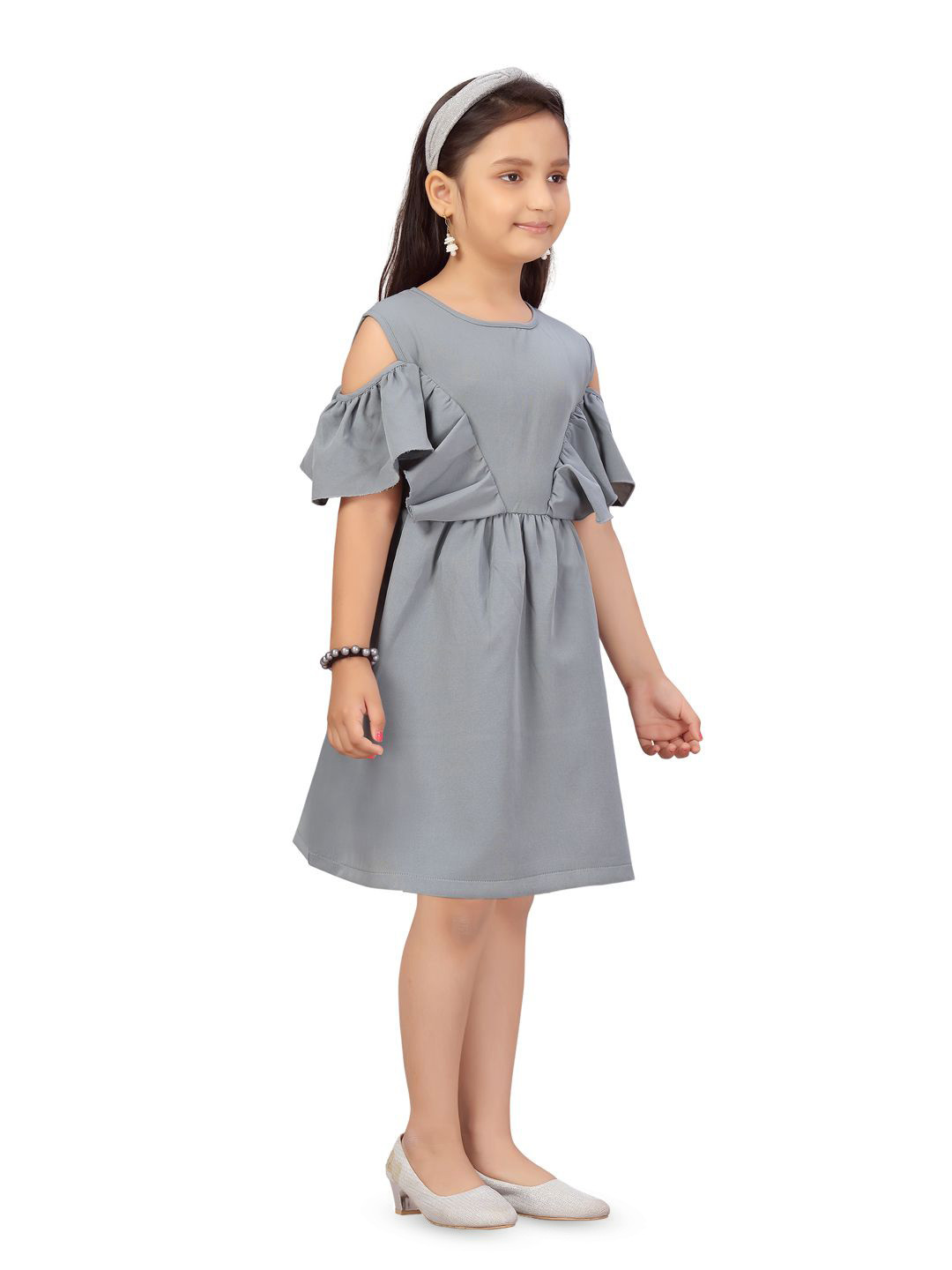 

BAESD Cold-Shoulder Fit & Flare Dress, Grey
