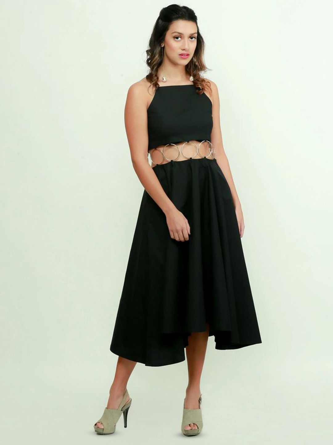 

ECHKE Women Fit & Flare Midi Dress, Black