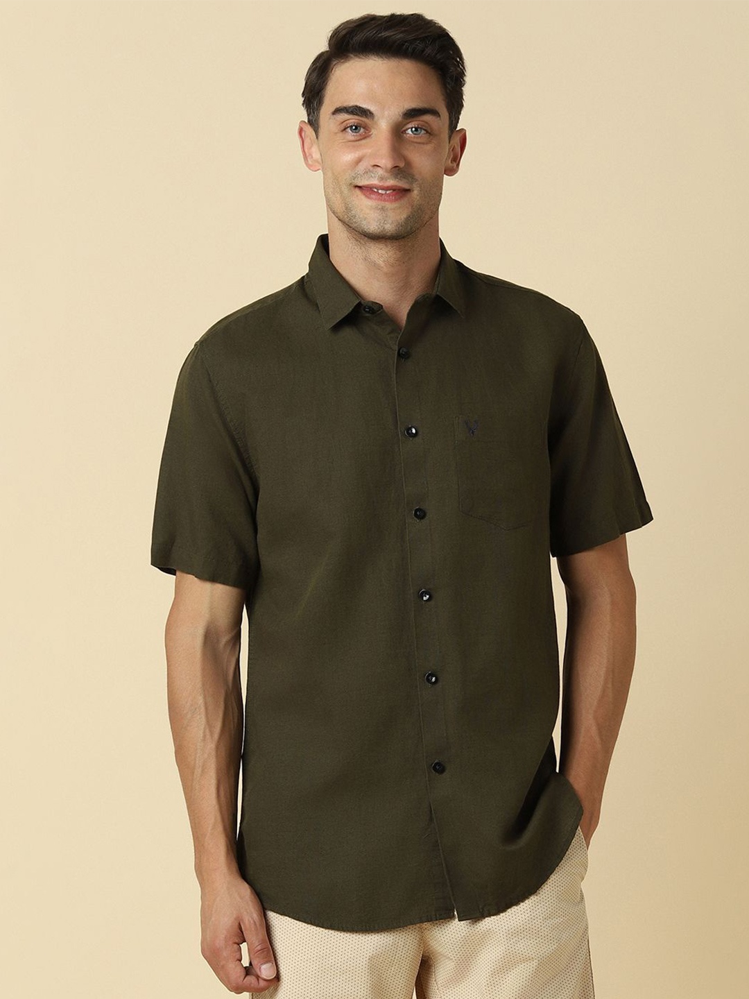 

Allen Solly Men Sport Slim Fit Opaque Casual Shirt, Olive