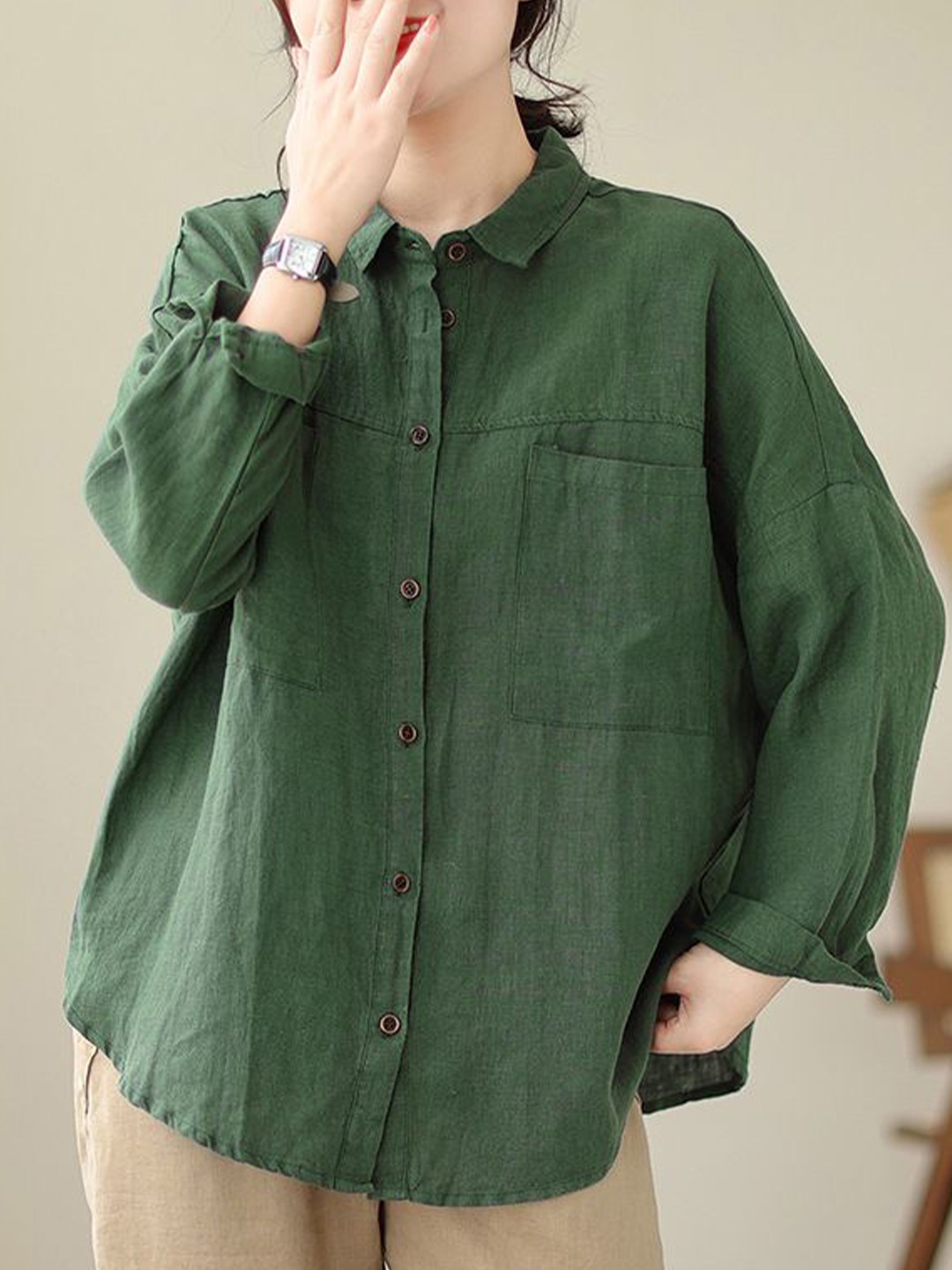 

StyleCast x Revolte Women Opaque Casual Shirt, Green