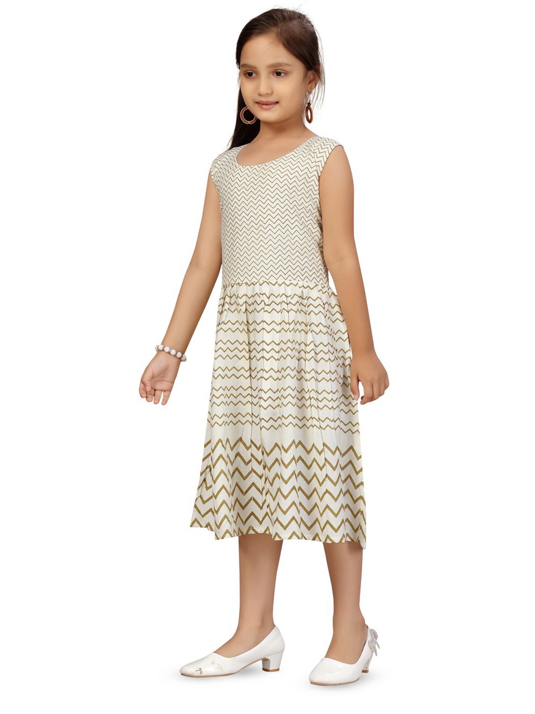 

BAESD Print Fit & Flare Dress, Cream