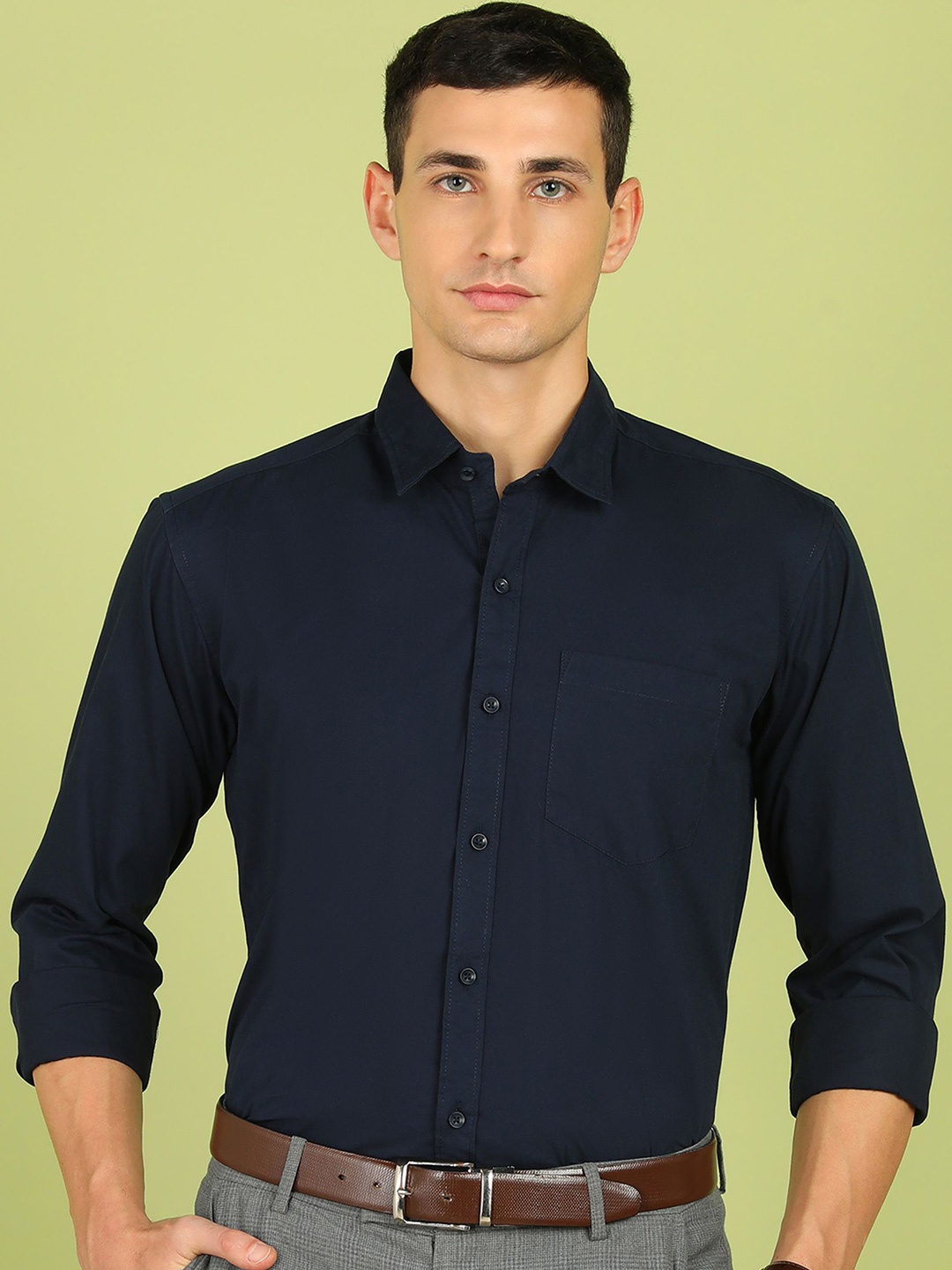 

FUBAR Men Slim Fit Opaque Formal Shirt, Blue