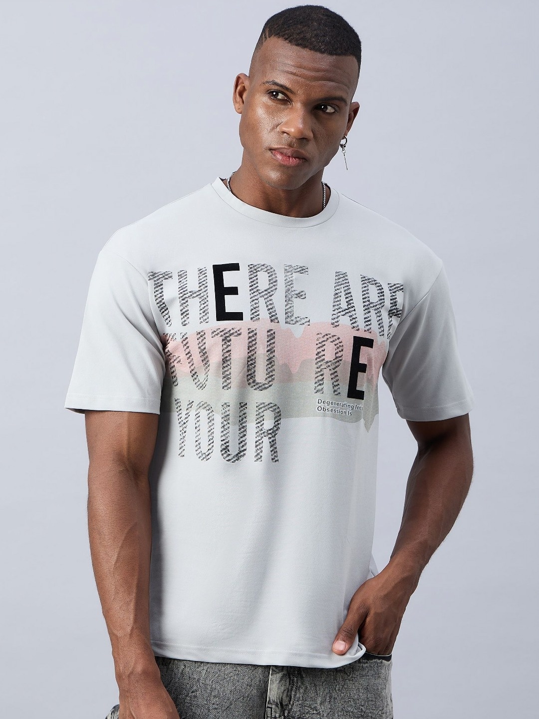 

REPRISE Men High Neck Pockets T-shirt, Grey