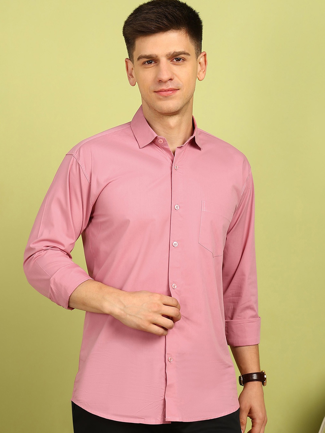 

FUBAR Men Slim Fit Opaque Casual Shirt, Pink