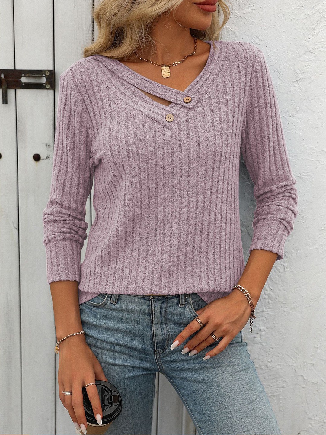 

StyleCast x Revolte Women Striped Pullover, Purple