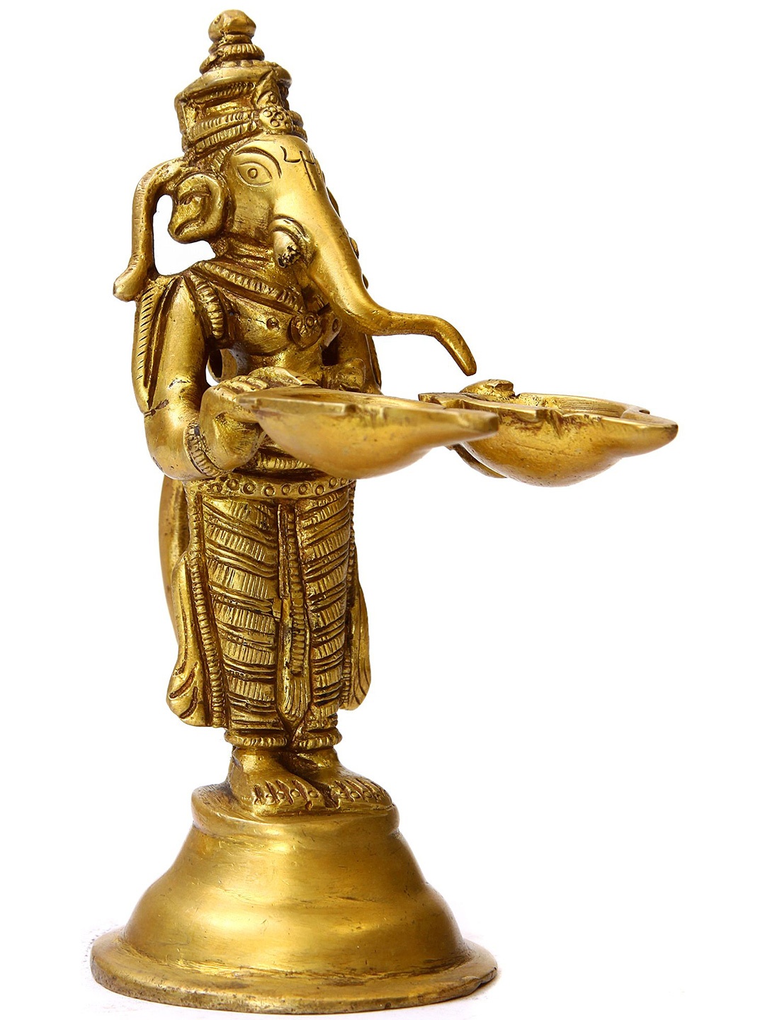 

Exotic India 5" Lord Ganesha Lamp in Brass, Gold