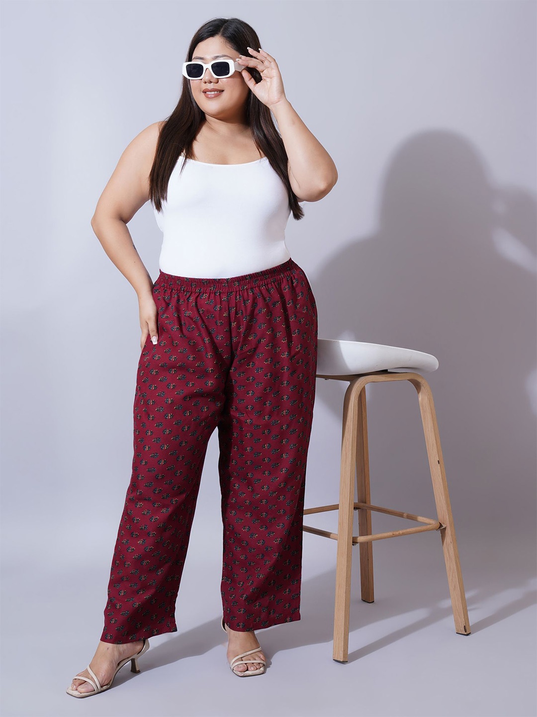 

U&F Beyond Women Ethnic Motifs Printed Palazzos, Maroon