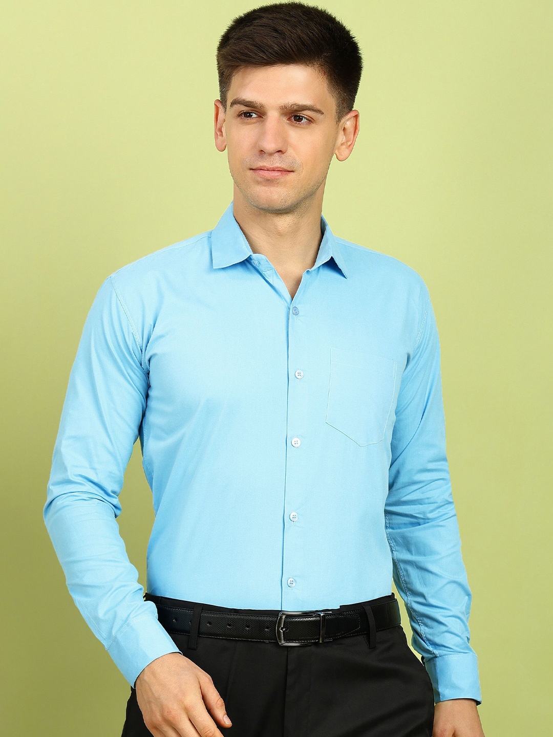 

FUBAR Men Slim Fit Opaque Formal Shirt, Blue