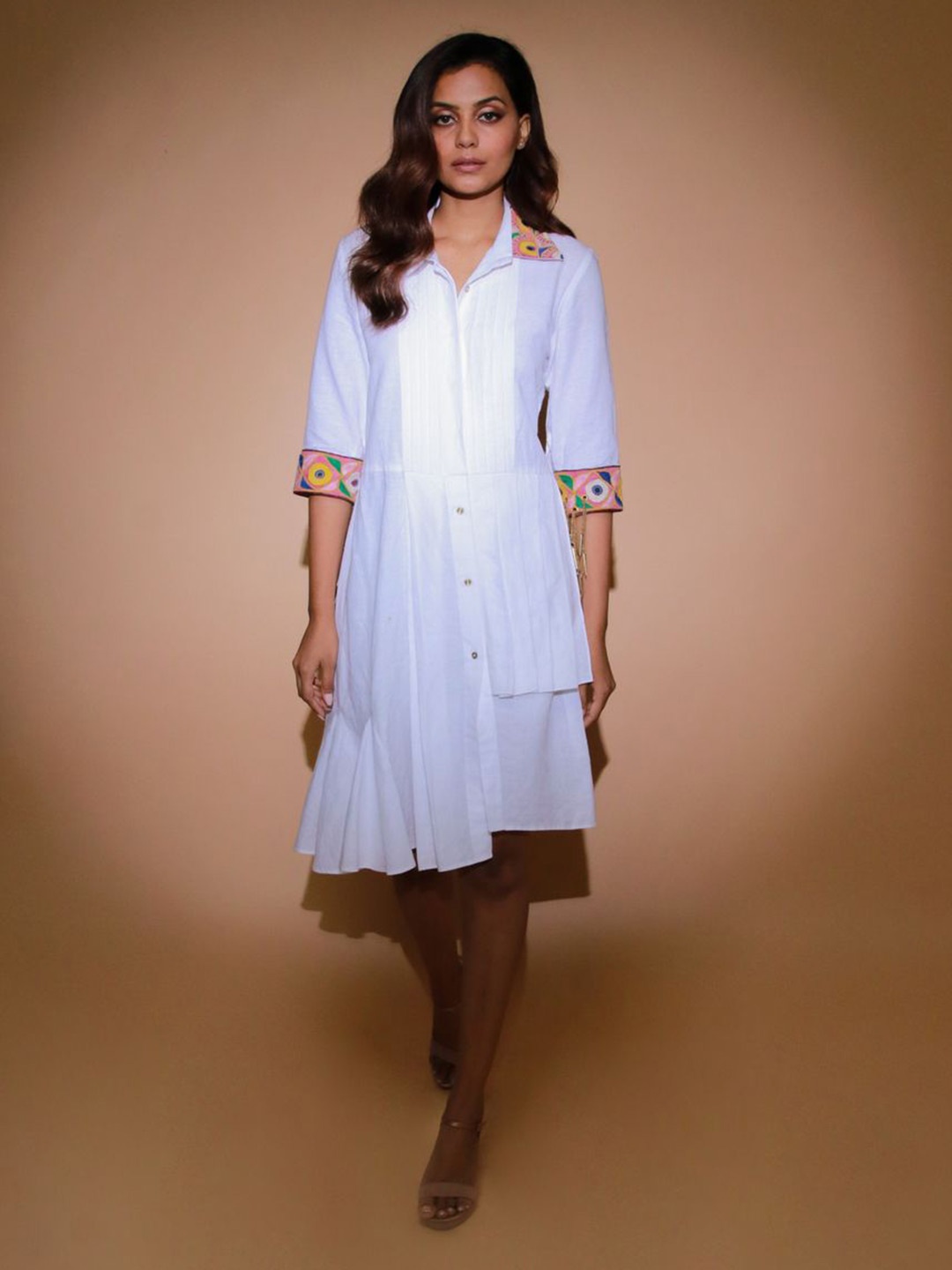 

ECHKE Striped Maternity Shirt Midi Dress, Blue