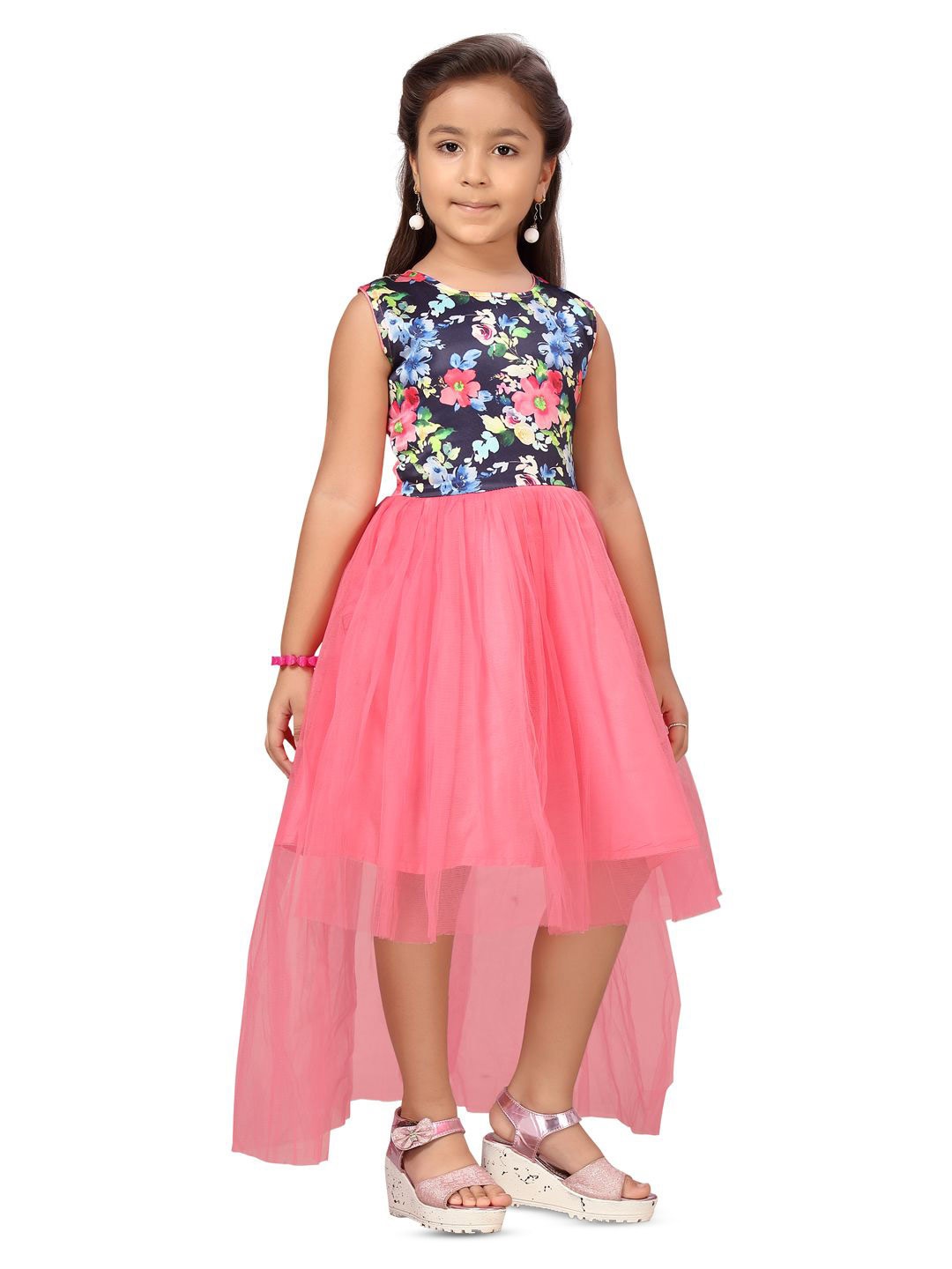 

BAESD Floral Print Net Fit & Flare Dress, Pink