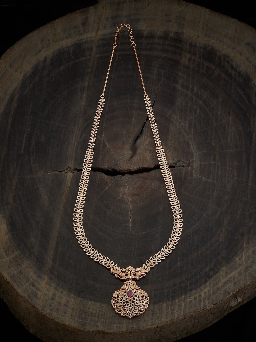 

Kushal's Fashion Jewellery Cubic Zirconia Copper Gold-Plated Necklace