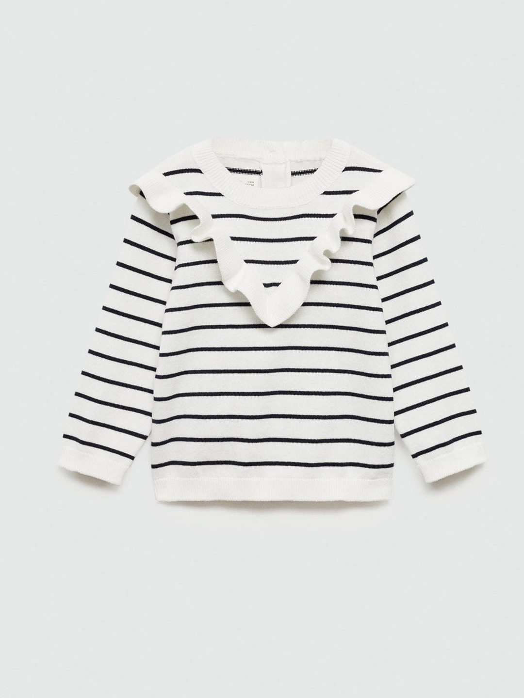 

Mango Kids Girls Striped Ruffle Detail Pullover, White