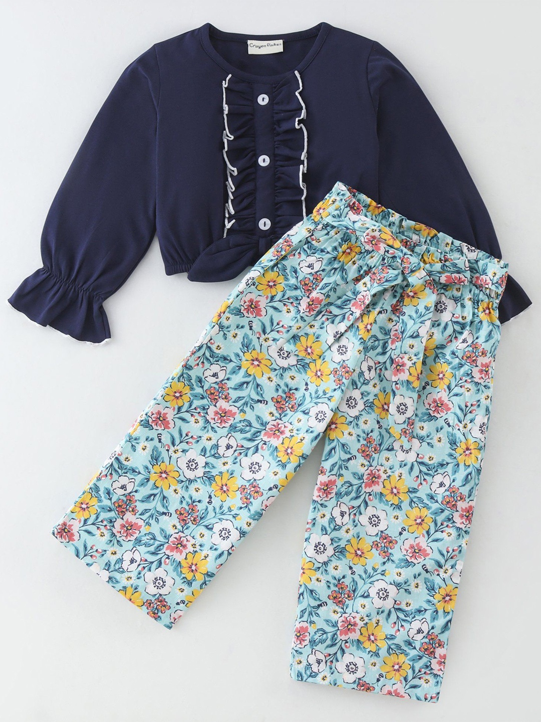 

CrayonFlakes Girls Top with Palazzos, Blue