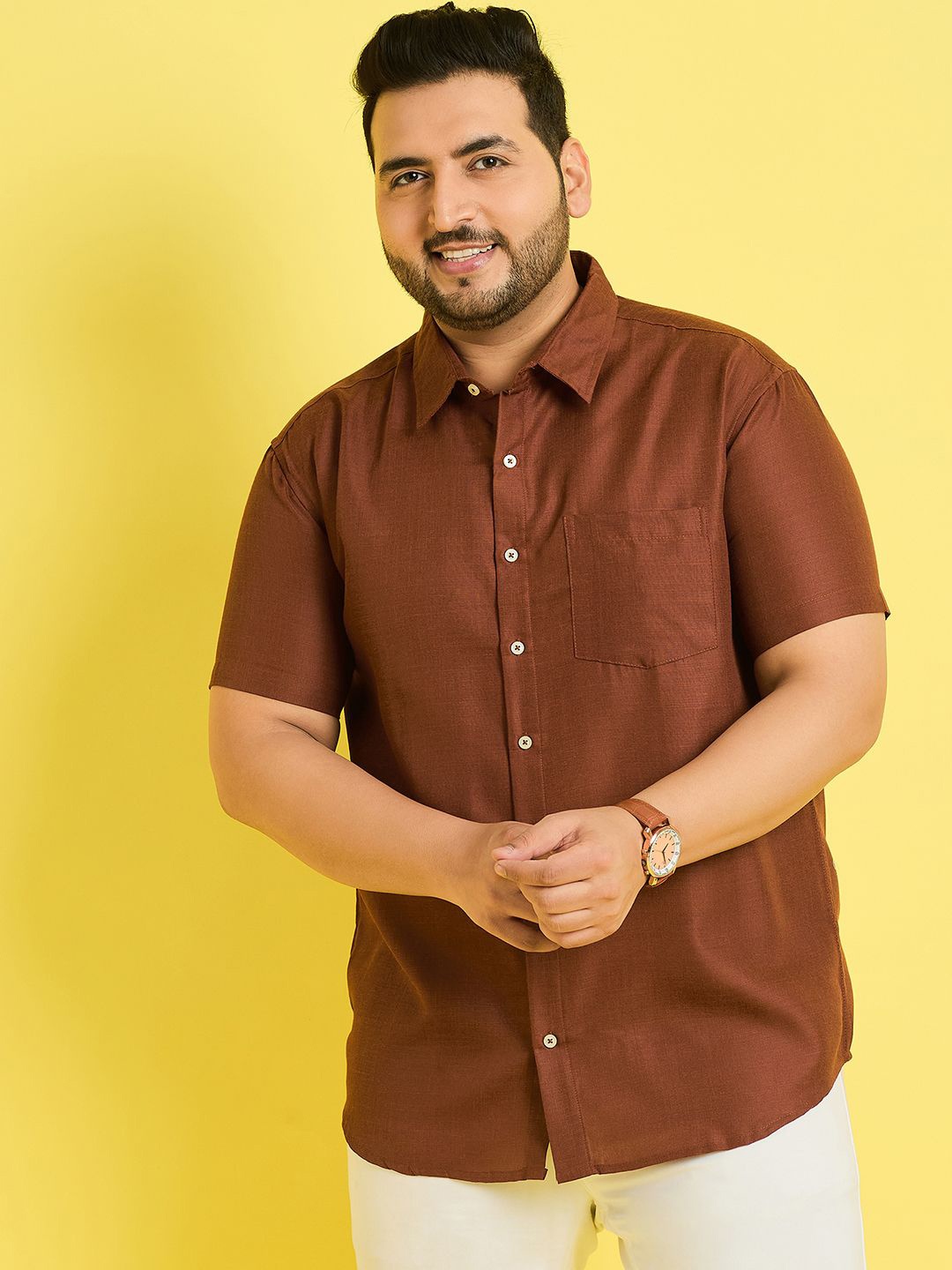 

bigbanana Plus Size Casual Shirt, Brown
