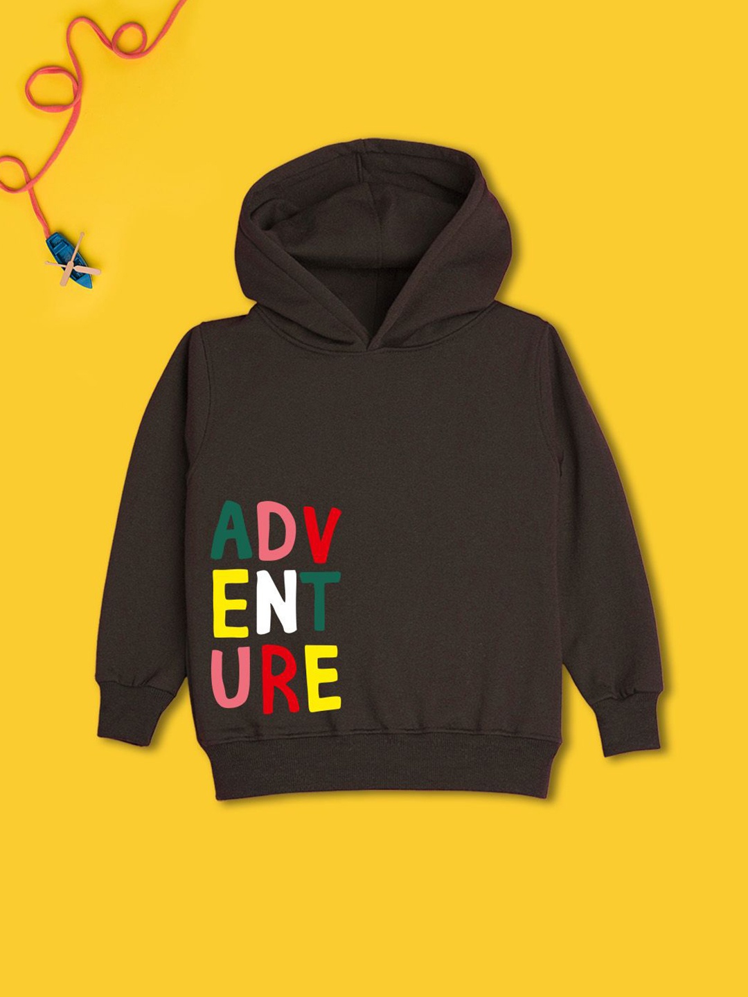 

NUSYL Boys Printed Hooded Sweatshirt, Brown