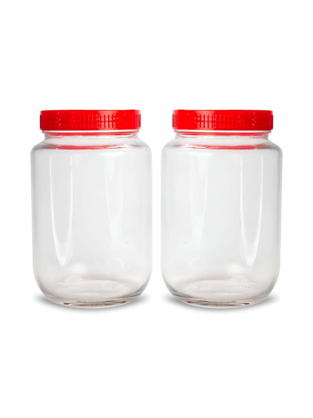 

CROCO JAR Transparent & Red 2 Pieces Piramal Storage Glass Containers 1.5 L Each