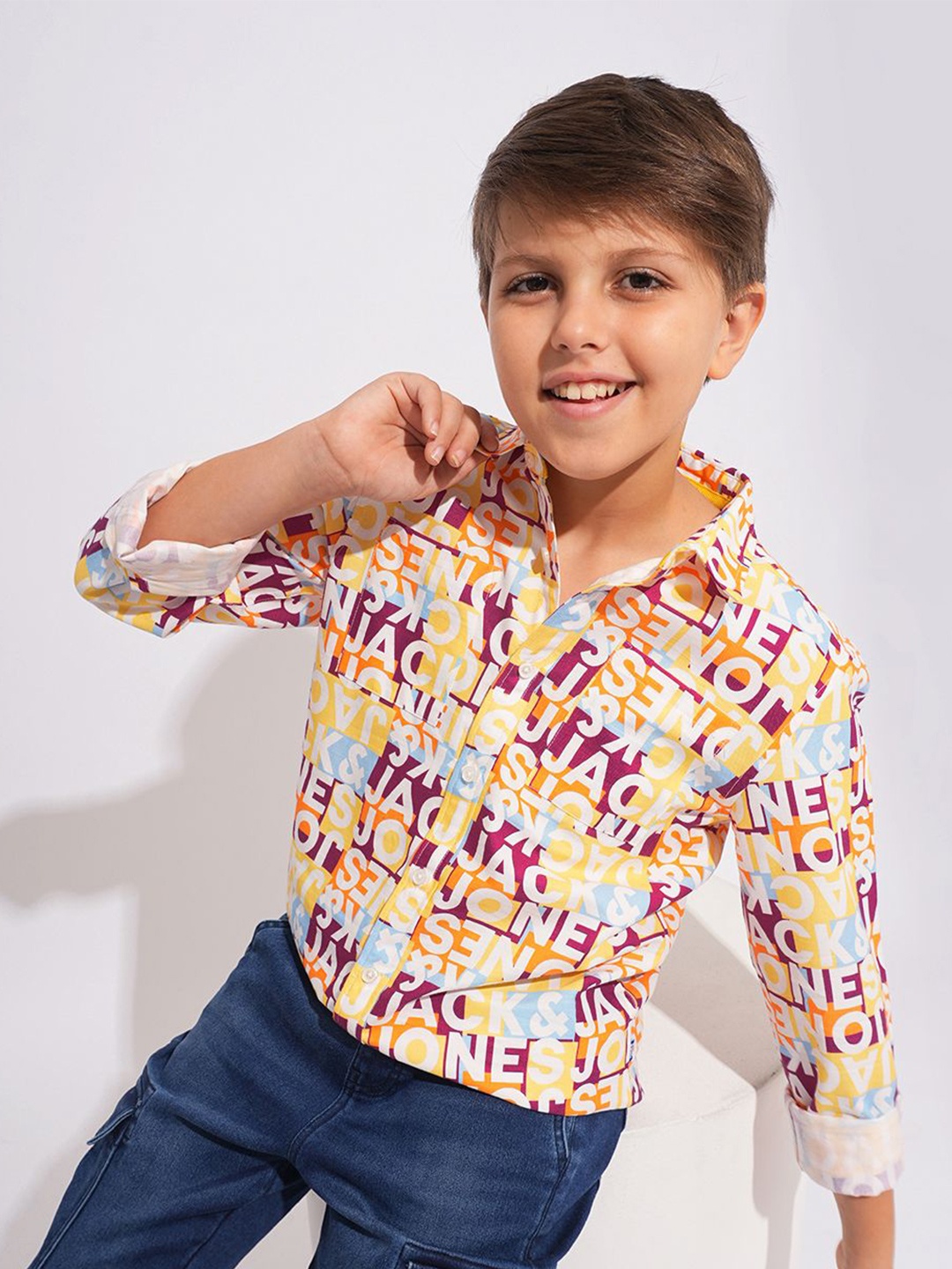

Jack & Jones Junior Boys Floral Opaque Printed Casual Shirt, Yellow