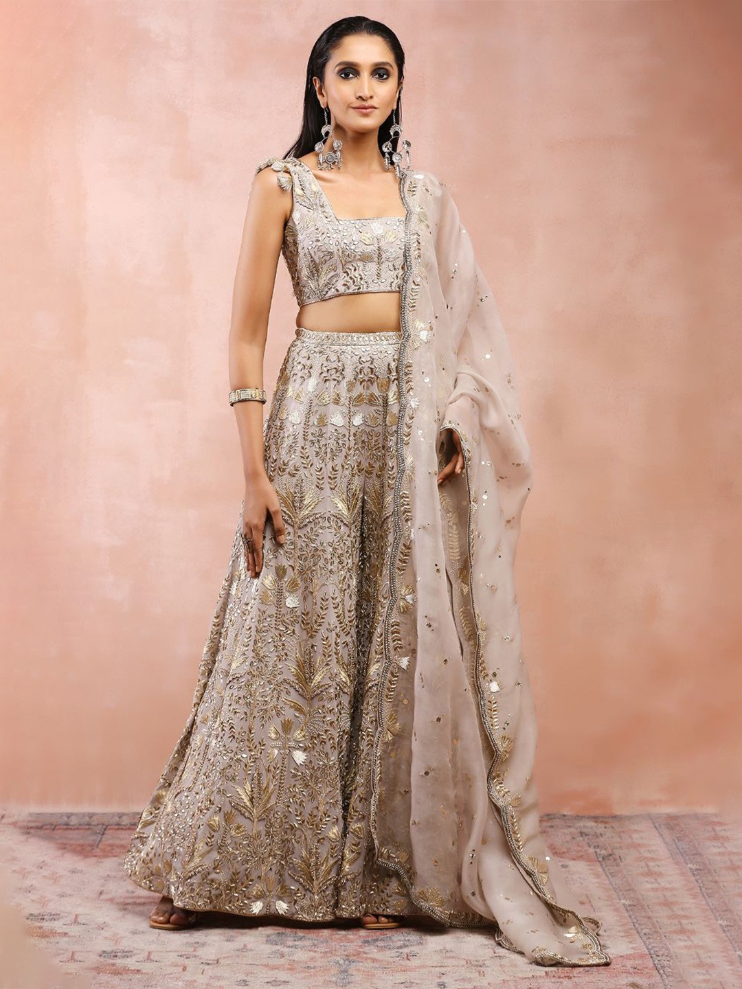 

Payal Singhal Embellished Ready to Wear Lehenga & Blouse With Dupatta, Grey
