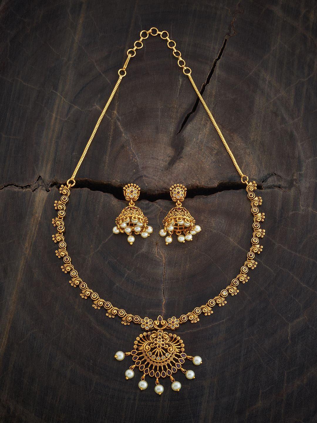 

Kushal's Fashion Jewellery Gold-Plated Stone-Studded & Beaded Antique Jewellery Set