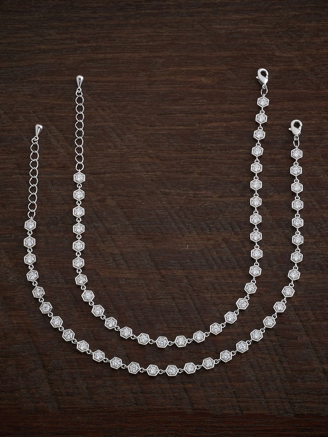 

Kushal's Fashion Jewellery Zircon-Stone Studded Anklet, White