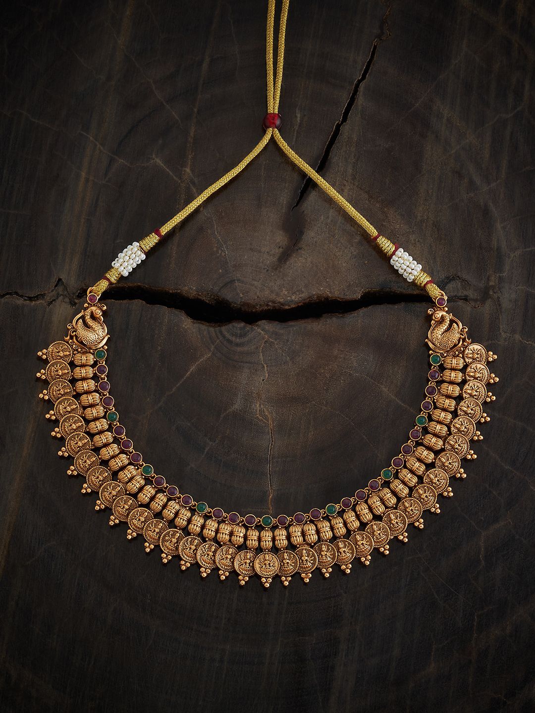 

Kushal's Fashion Jewellery Gold-Plated Artificial Stones Antique Necklace