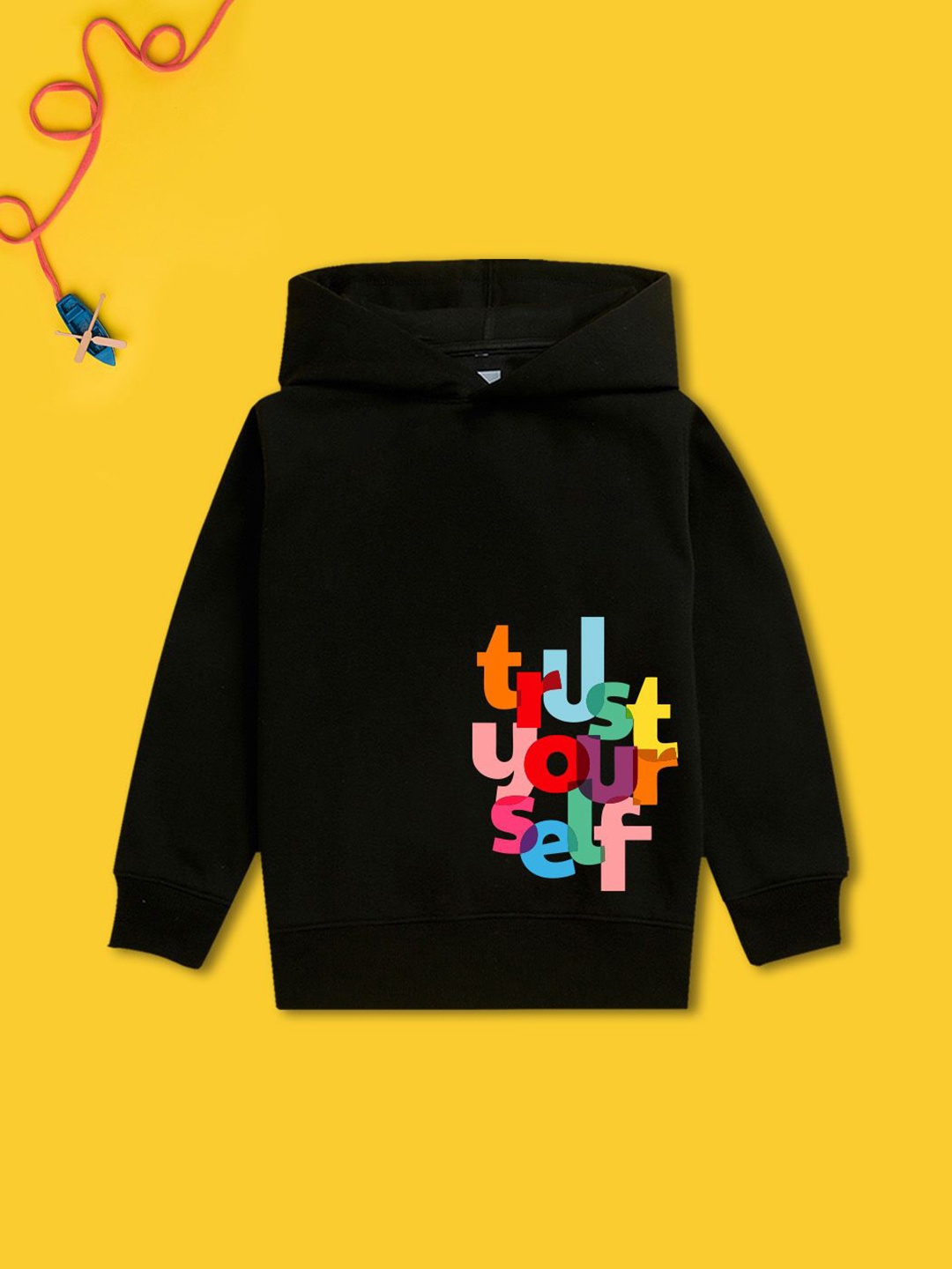 

NUSYL Boys Printed Hooded Sweatshirt, Black