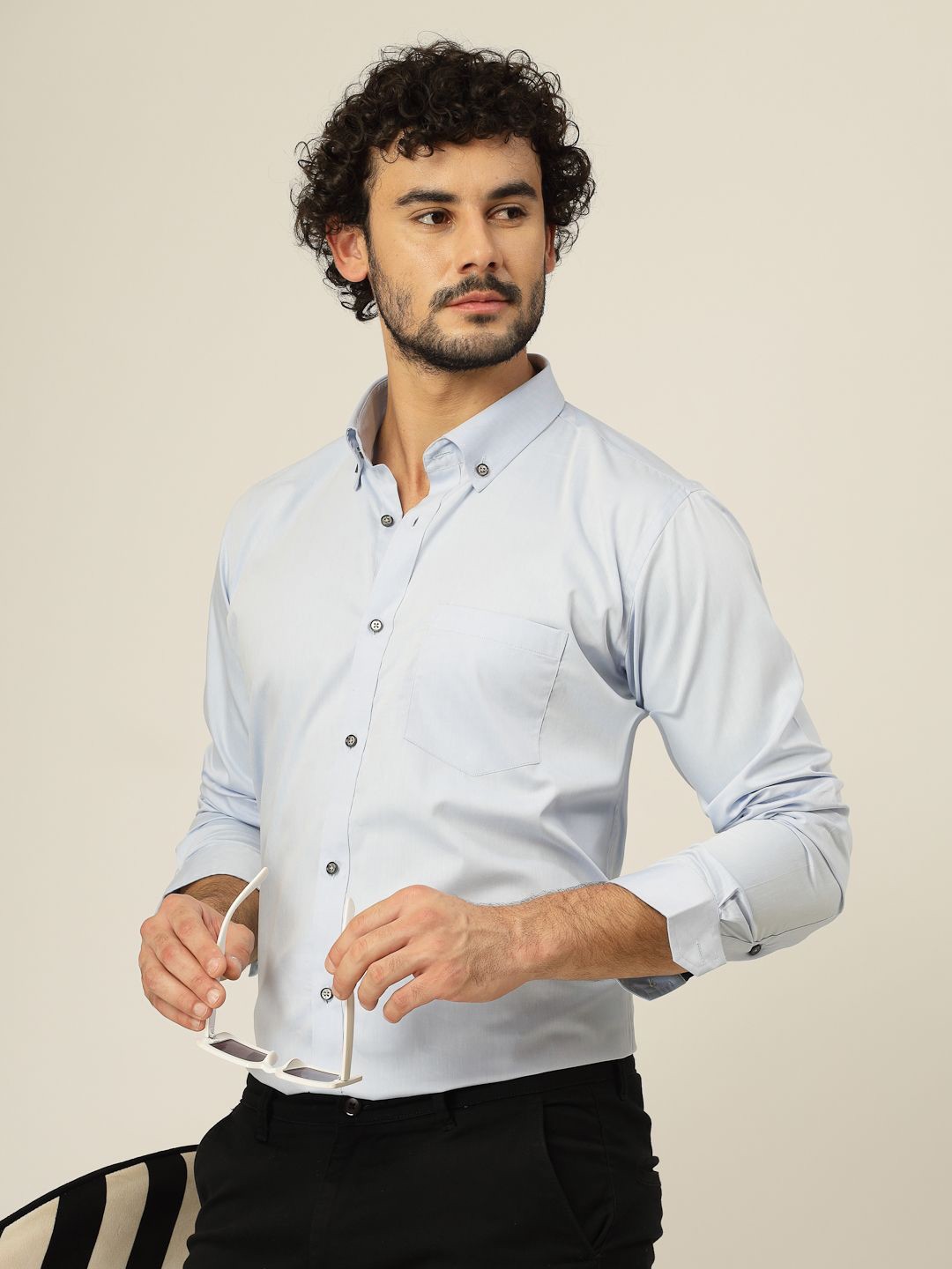 

JADEBERRY Men Classic Slim Fit Opaque Party Shirt, Blue