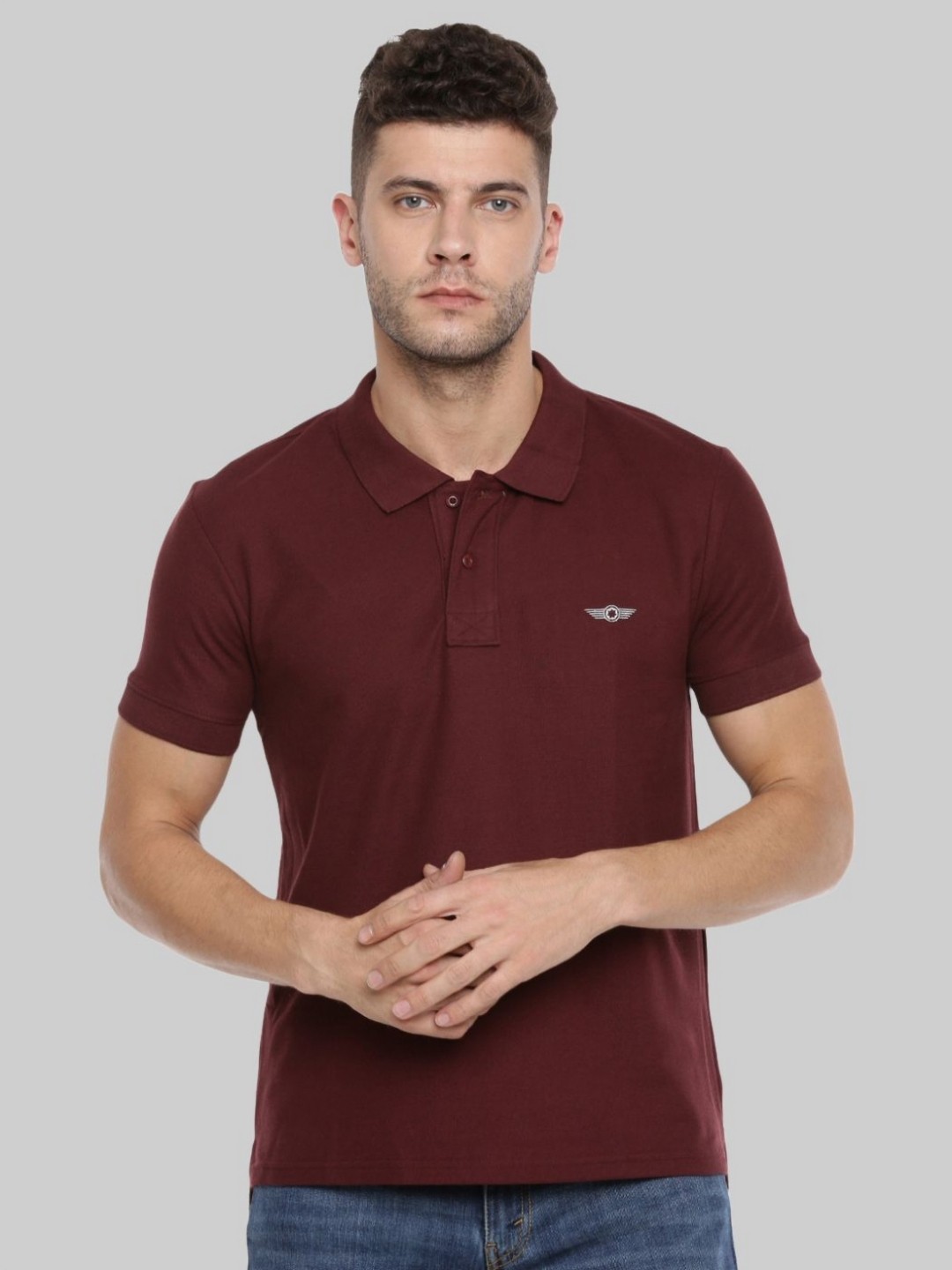 

Force NXT Men Solid Polo Collar Cotton T-Shirt, Coffee brown