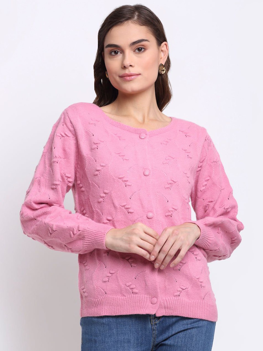 

Global Republic Women Cable Knit Cardigan, Pink