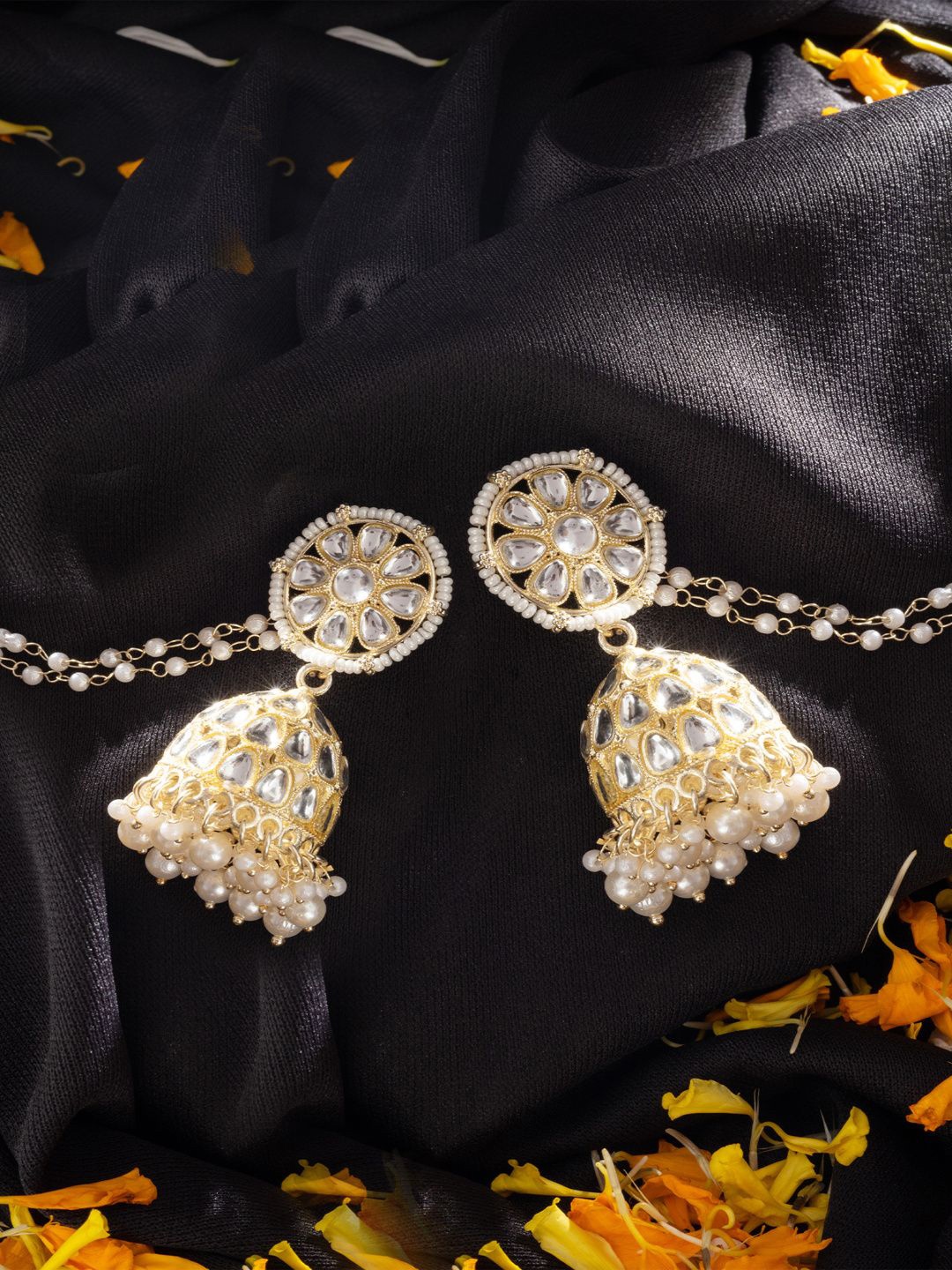 

Niscka Contemporary Jhumkas Earrings, White