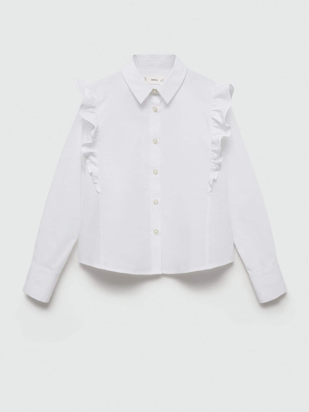 

Mango Kids Girls Cotton Ruffle Detail Shirt Style Top, White