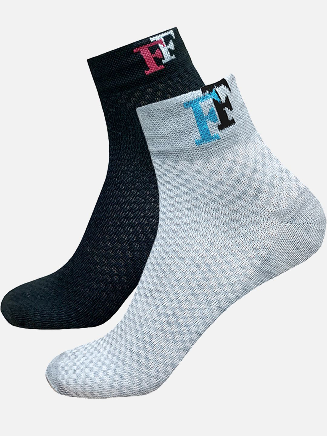

FIMS Men Striped Ankle-Length Socks Pack Of 2, Black