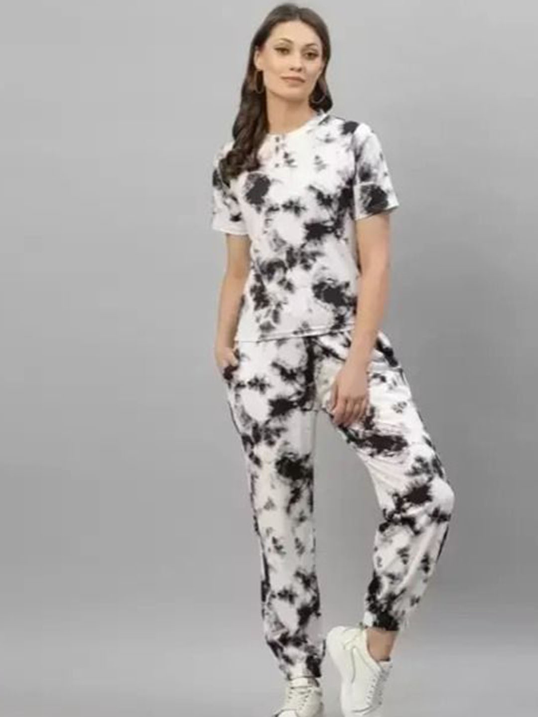 

BAESD Printed Pure Cotton T-Shirt With Joggers Co-Ords, Black