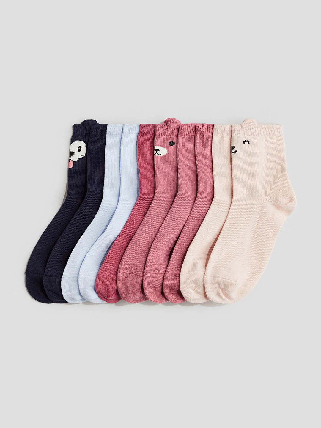 

H&M Pack Of 10 Solid Girls Socks, Pink