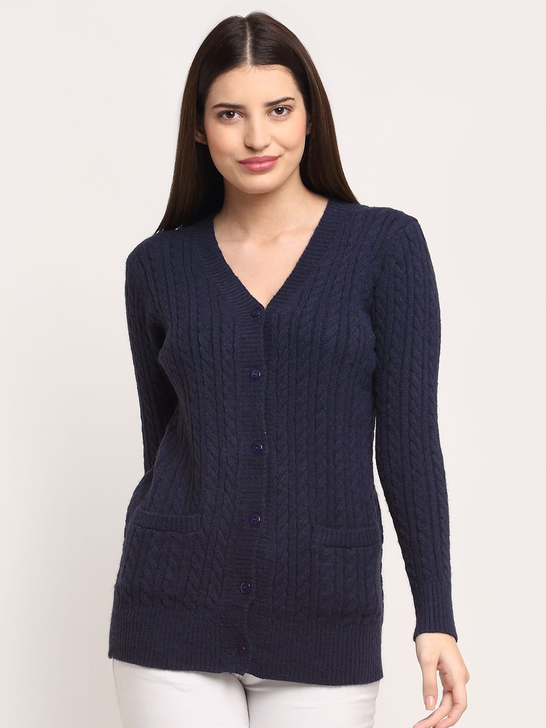 

Global Republic Women Cable Knit Cardigan, Navy blue