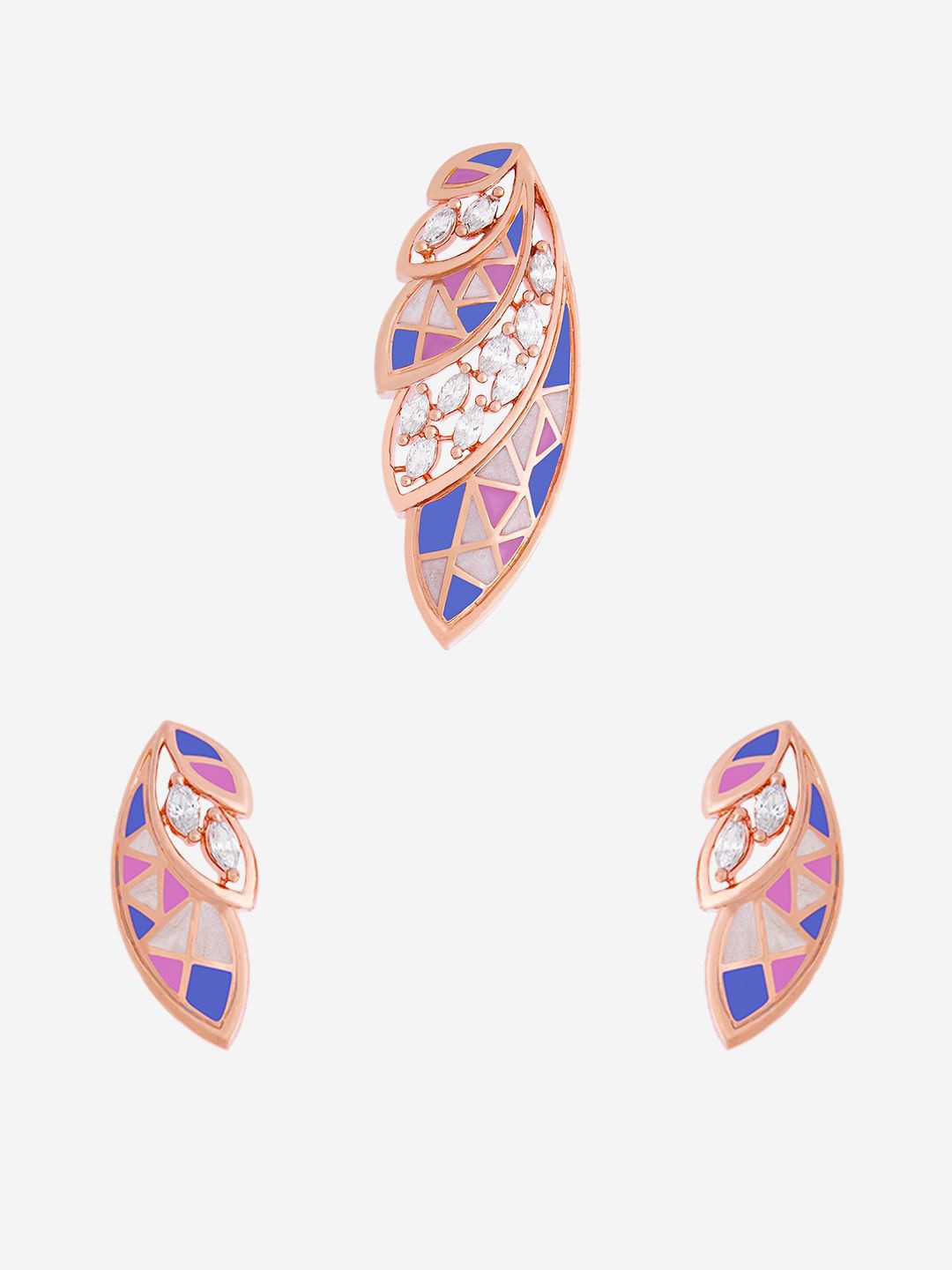 

Kushal's Fashion Jewellery Rose Gold-Plated Cubic Zirconia-Studded Pendant Set