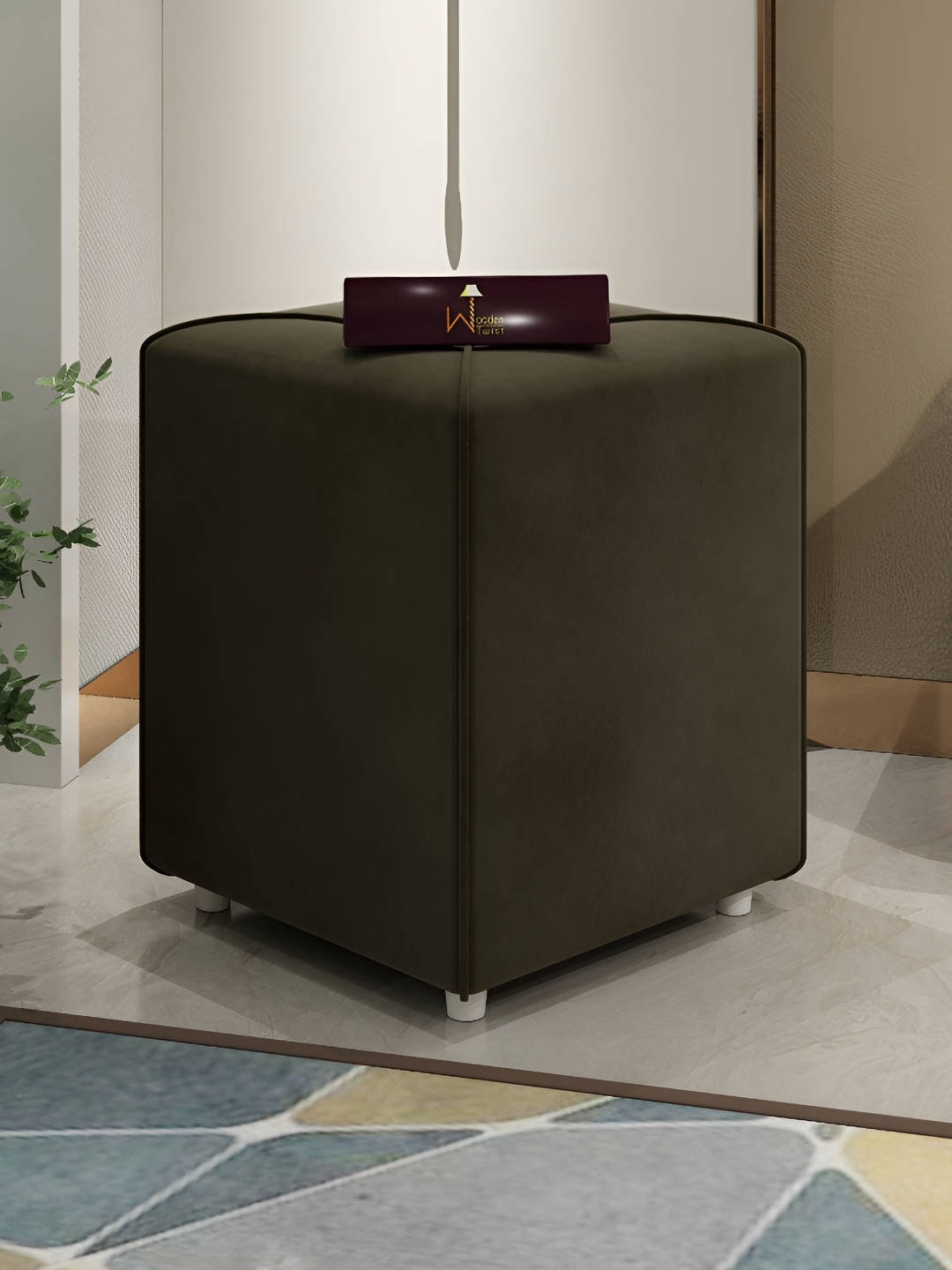 

Wooden Twist Brown Comfortable Cushion Ottoman Stool