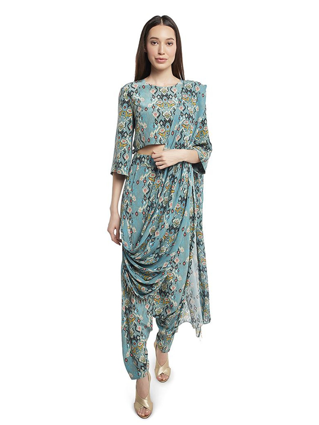 

Payal Singhal Floral Print Crepe Maxi Top, Blue