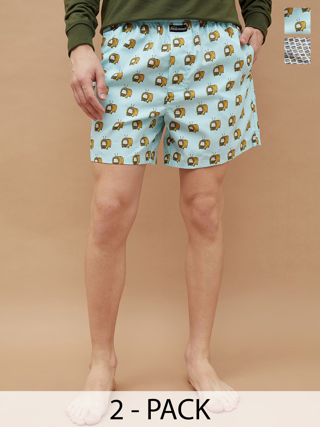 

Fame Forever by Lifestyle Pack Of 2 Printed Cotton Boxers 1000013713241-MULTI, White