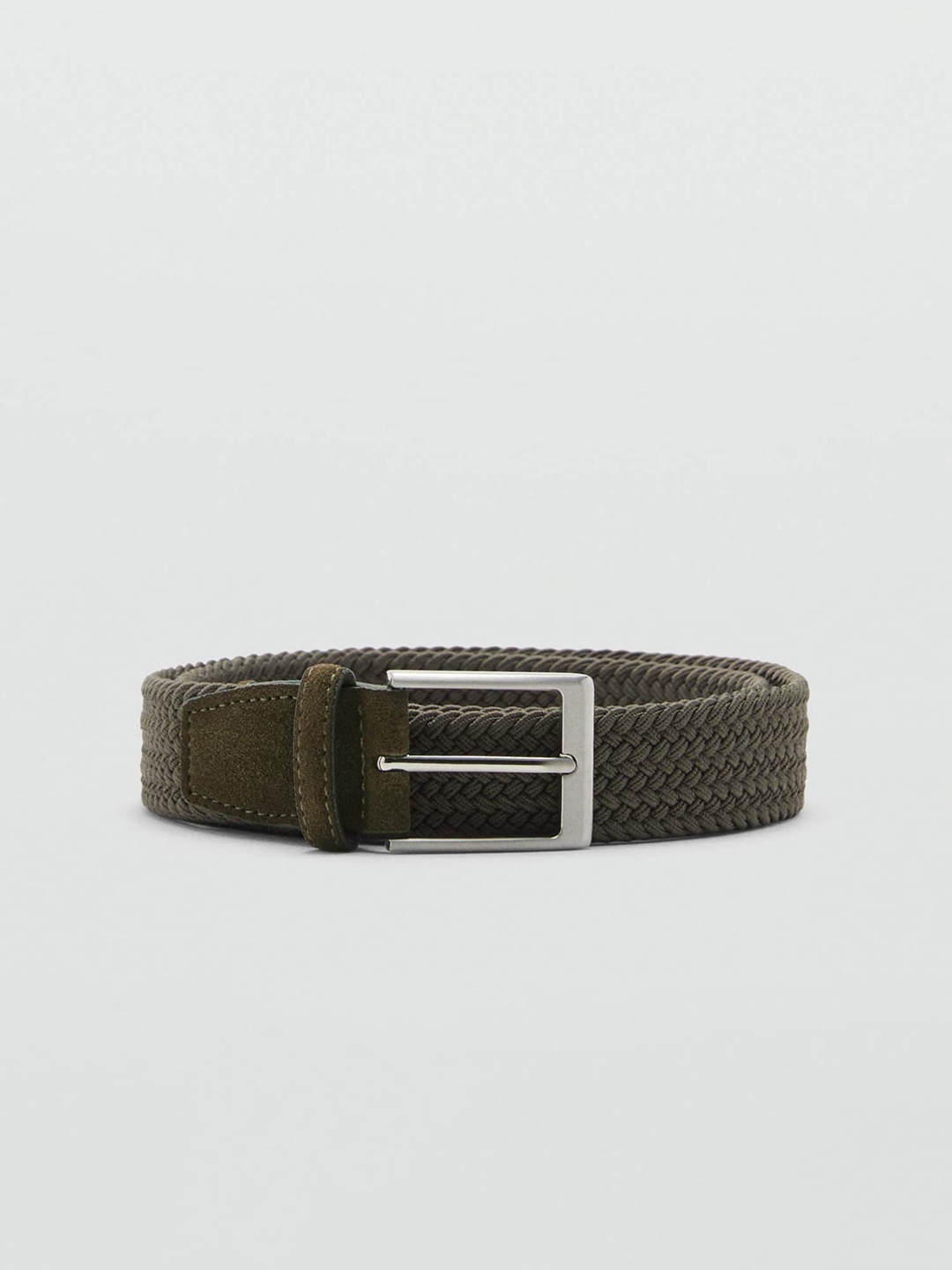 

MANGO MAN Braided Belt, Olive