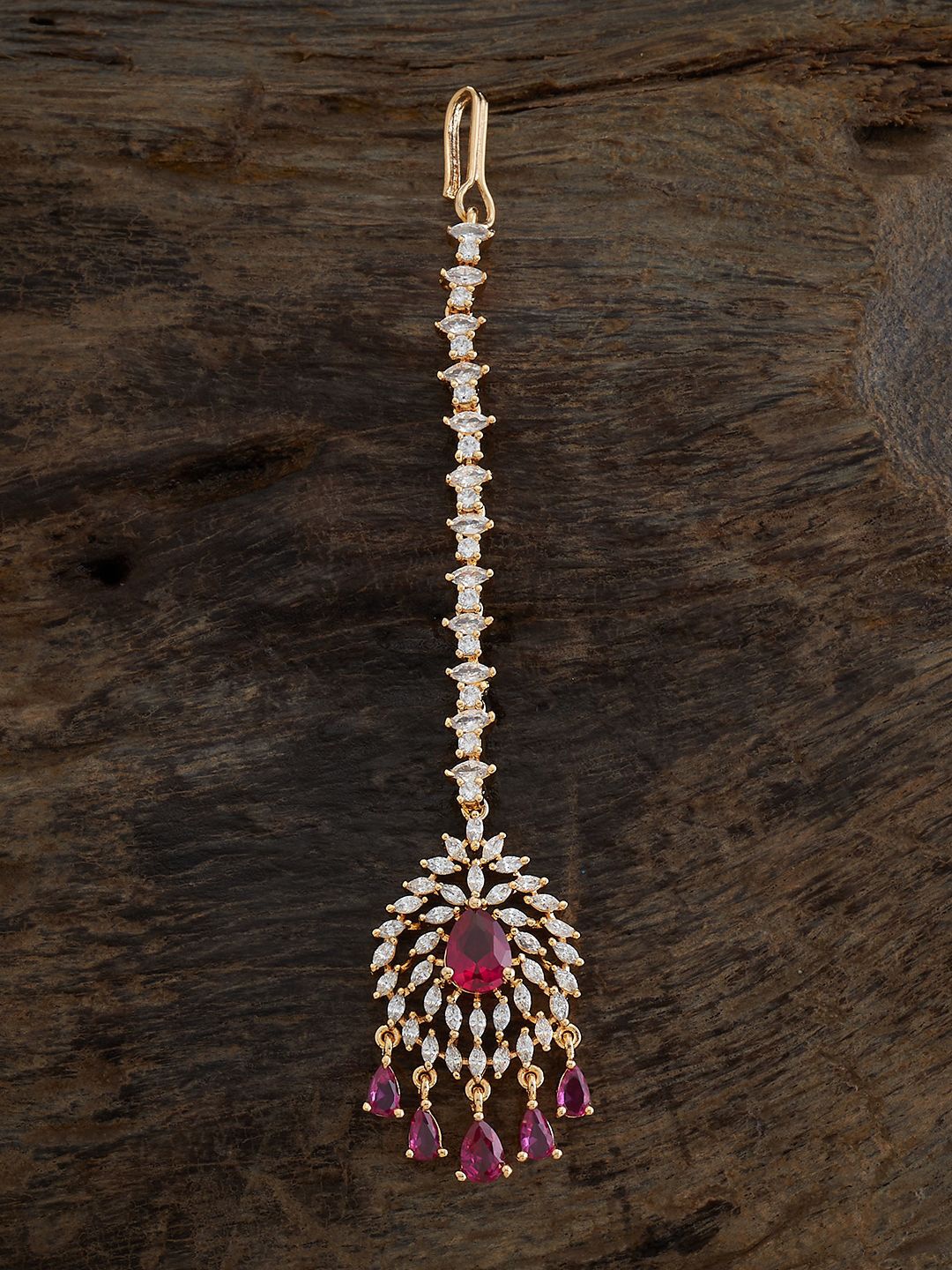 

Kushal's Fashion Jewellery Gold-Plated Stone Studded Maang Tikka Head Jewellery