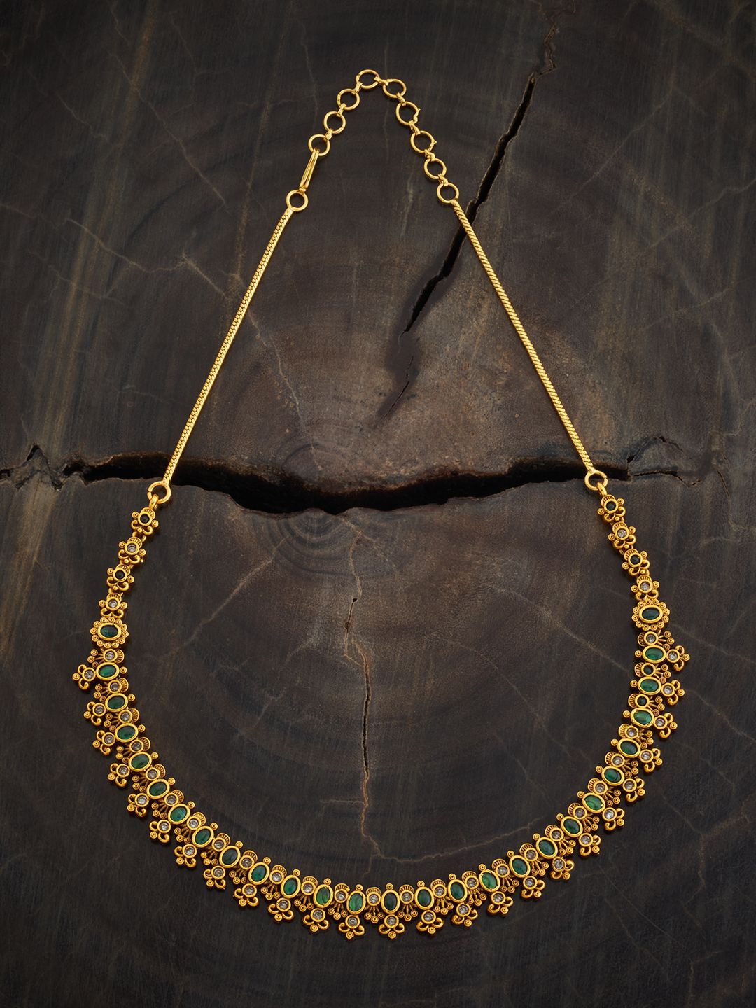 

Kushal's Fashion Jewellery Gold-Plated Artificial Stone Studded Antique Necklace