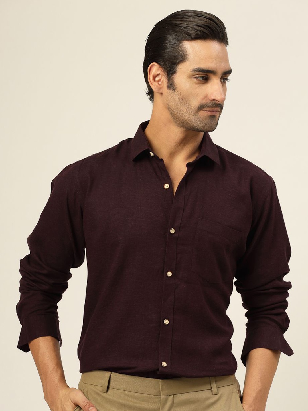 

JADEBERRY Men Classic Slim Fit Opaque Casual Shirt, Purple