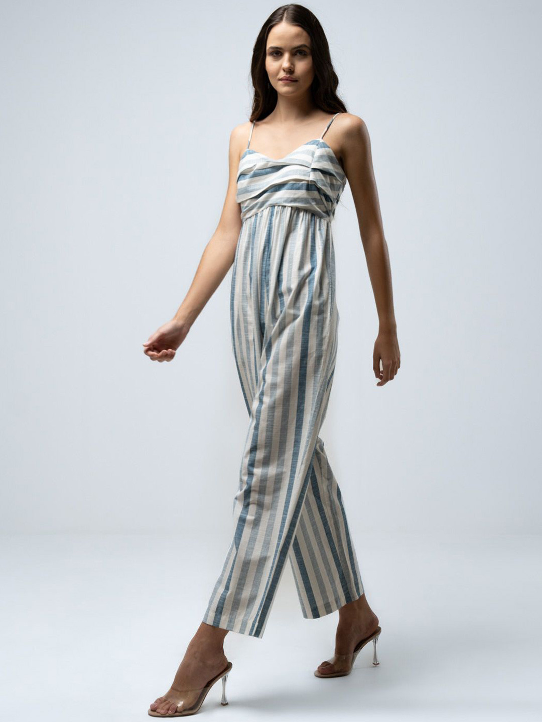 

SOTBELLA Striped Basic Jumpsuit, White