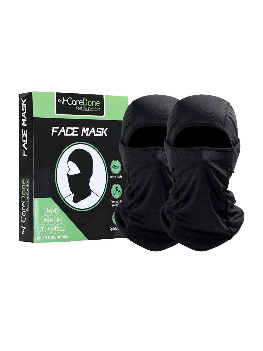 

CareDone Men Pack Of 2 Reusable Bike Riding Dust Protection Face Mask, Black