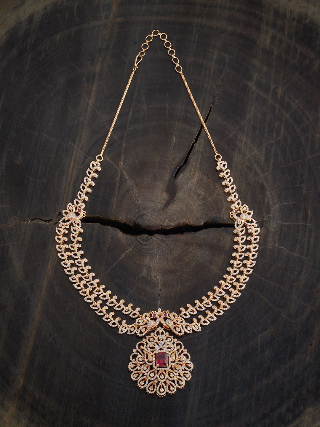 

Kushal's Fashion Jewellery Gold-Plated Cubic Zirconia Studded Necklace